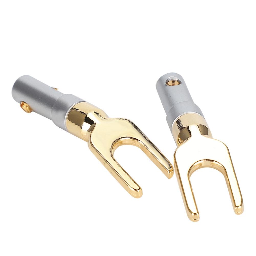 2pcs U Spade Speaker Plug Audio Screw Fork Connector Jack Adapter Gold Plated Pure Copper