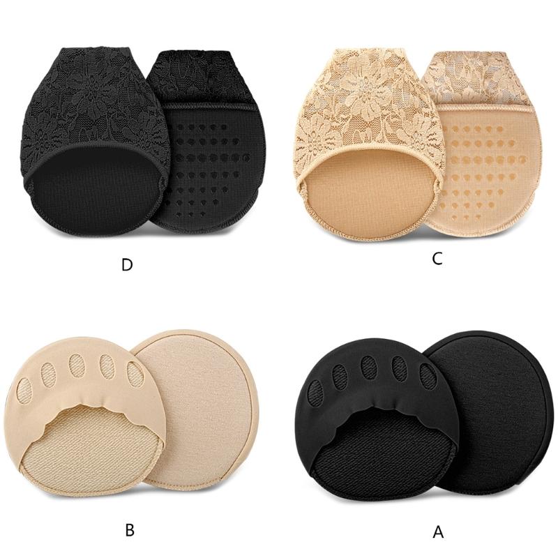 1 Pair Half Toe Socks Women Lace Toe Topper Socks No Show Liner Invisible Toeless Socks Forefoot Non-Slip Insoles Pads