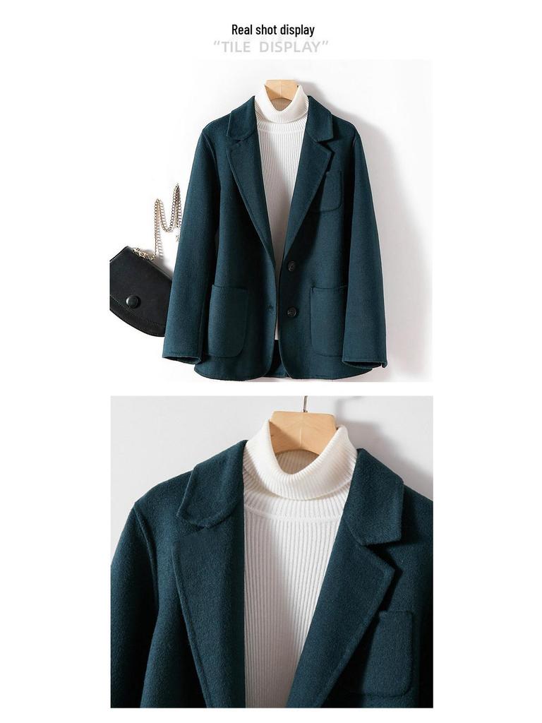 2025 Women's Autumn/Winter Slimming Wool Blazer – Elegant Double-Faced Wool Coat for Commuting