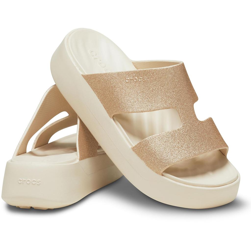 Crocs Getaway Plattform Sandalen, Glitzer, H-Riemen, Stucco, 27cm