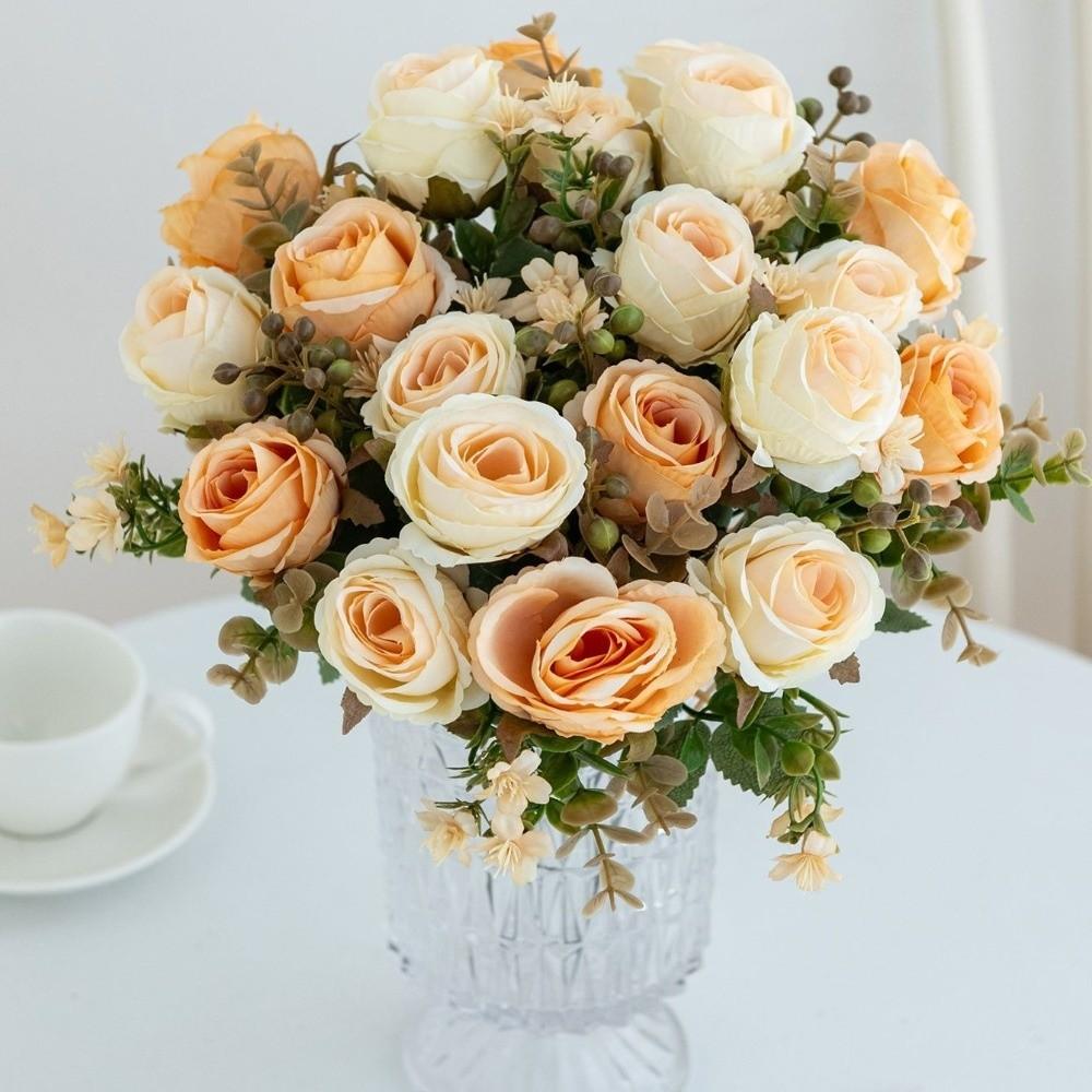 Embroidered Ball Simulation Flower Bundle Design Artificial Flower Lifelike Silk Rose Party Decor