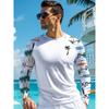 Men's casual autumn and winter printed long-sleeved crew neck T-shirt