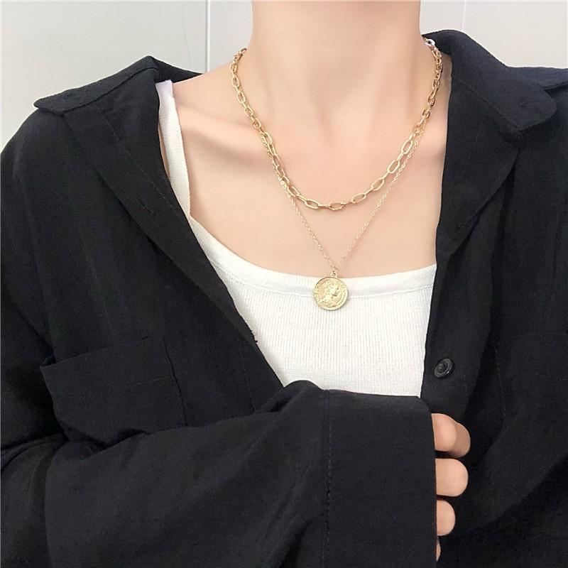 Multi Layer Choker Necklace Collar Statement Coin Pendant Necklace Women Jewelry