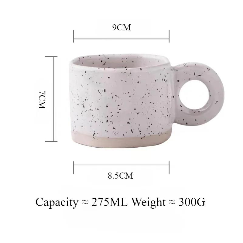 Ceramic Mug Ring Handle Korean Style Irregular Splash Ink Coffee Cups Home Office Handmade Breakfast Milk Tea Cup Drinkware Gift