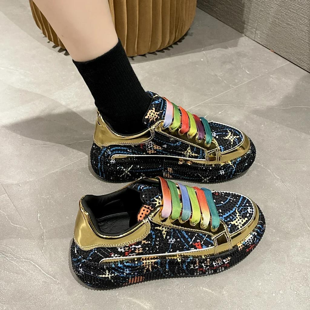 Top Quality Sneakers Women Skating Shoes  Rhinestone Women Loafers Platform Fashion Shiny Women'S Casual Shoes  Mujer