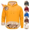 Yousheng Winter Men Hoodie Velvet Lined Drawstring Loose Long Sleeves Thermal Plus Size Mid Length Top with Elastic Cuffs And Hem Casual Couple Daily