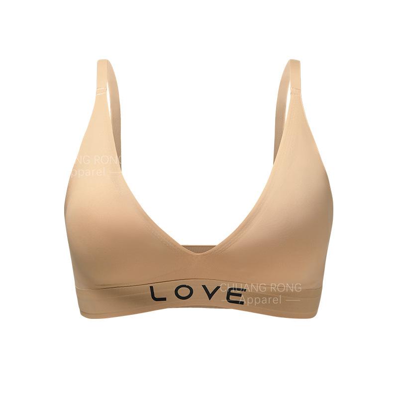 

Jelly glue seamless sexy large size underwear alphabet printing small chest gathering no steel ring bra XL