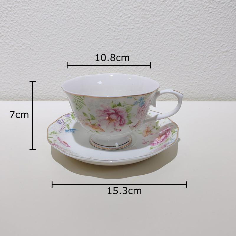 Floral Pattern Ceramic Cup&saucer Dining Table Gold-plated Coffee Mug Milk Tea Cup Afternoon Tea Teacup Fruit Juice Container