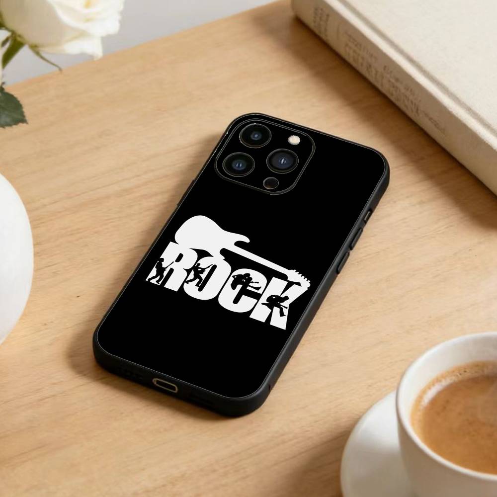 ROCKSTAR Phone Case For iPhone17,16,15,14,13,12 Plus,Max Soft Silicone Black Cover
