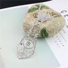 Luxury Rhinestone Tie Shape Pendant Necklace, Sparkling CZ Hollow Choker, Elegant Bridal Wedding Party Jewelry for Women