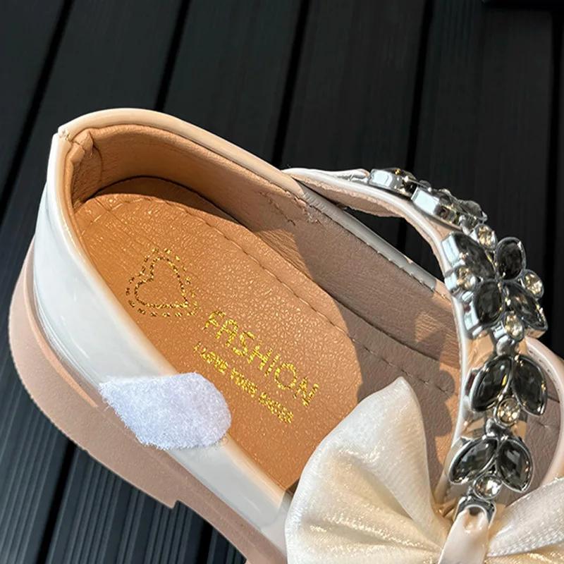 Sweet and Cute Leather Shoes for Girls Elegant Appliques Bow-knot Princess Wedding Party Shoe Child School Birthday Shoes I05208