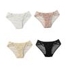 Fashion Low Waist Lace Briefs Hollow Transparent Women Underwear Cotton Crotch Mesh Bow Lace Panties Girl