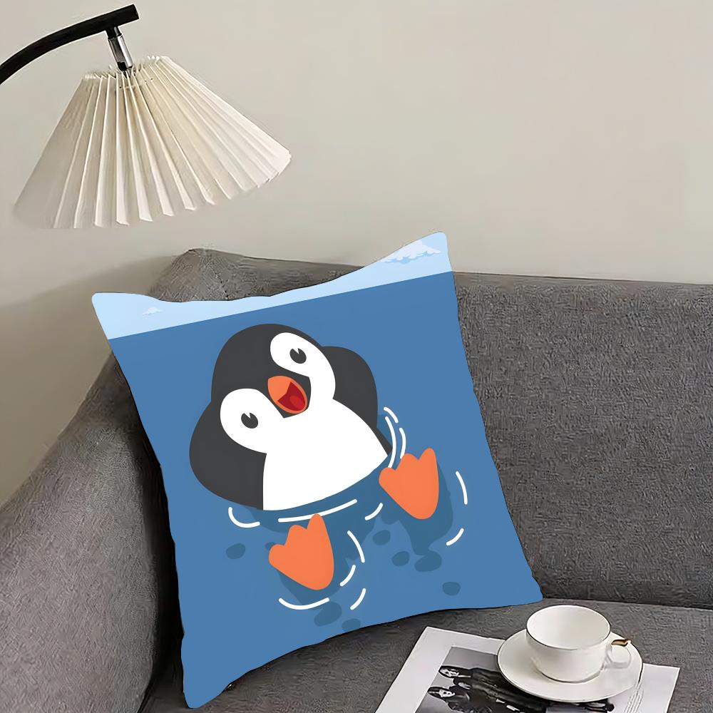 

Penguin Cute Cushion Cover Pillowcase Ultra Soft Skin Friendly Fabric Cloud Like Comfort Concealed Zipper 30x30cm