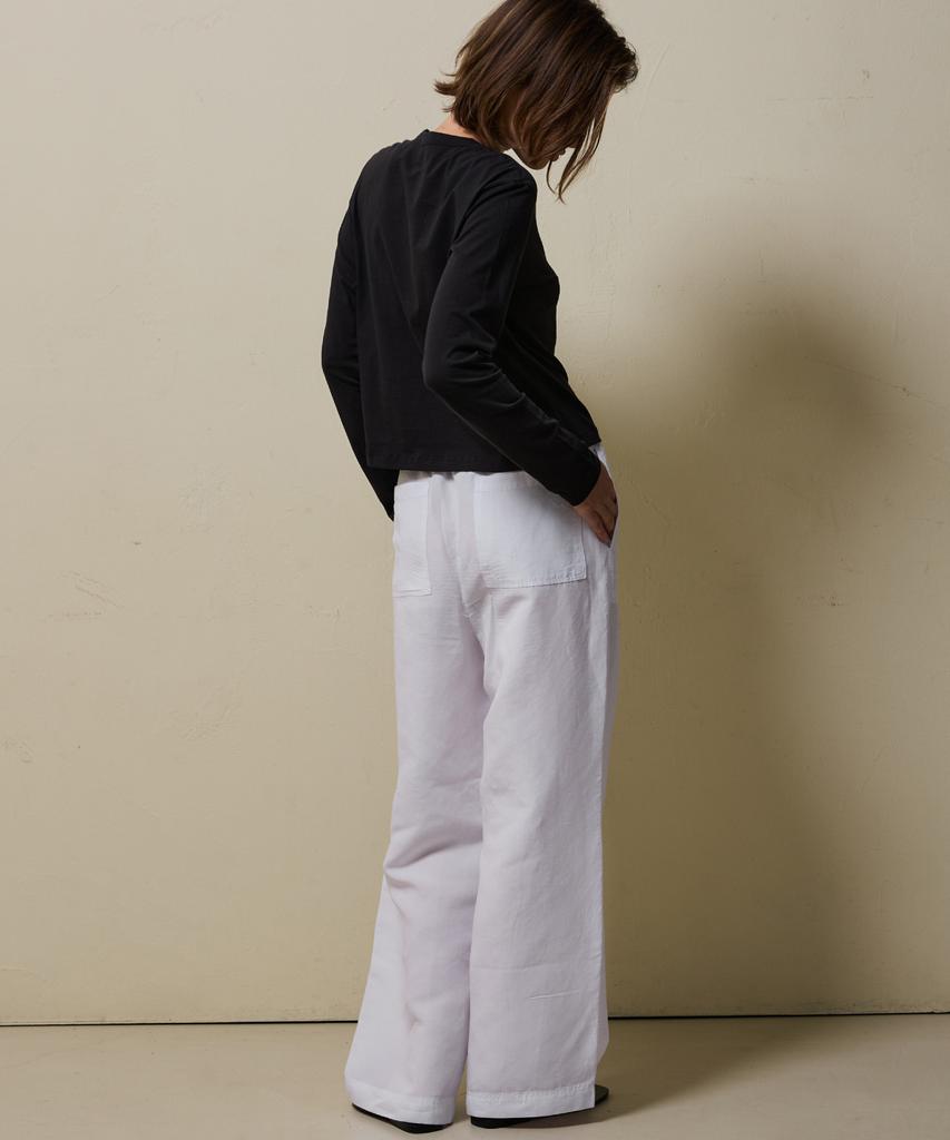 SHINE ON YOU Tencel Linen Wide Elastic Waist Pants_ Pure White
