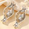 Unique Gift for Her 1 Pair Flower Vase Earrings Women, Retro Metal Hollow Shape DIY Dried Jewelry Earrings, Bouquets Floral Holder Wedding Prom