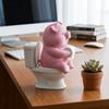Cartoon Pig Figurine 3D Printed Pig Sitting On Toilet Cute Pig Desktop Ornaments  Home Office