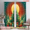 2pcs,2D Plane Printing Curtain Popular Christmas Tree Star Moon Gifts (3) Versatile Durable Polyester (without Rod) Decorations
