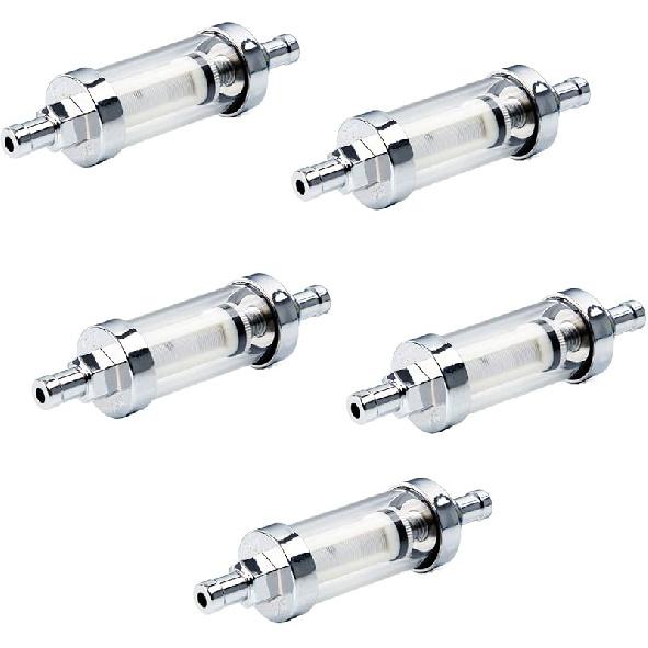 5/16 Inch 9747 Inline Fuel Filter With Clear View Glass And Chrome (2)