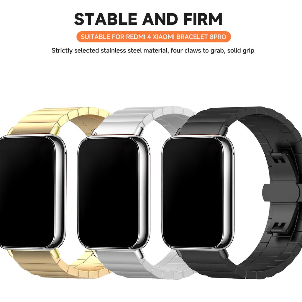 Bracelet en Acier Inoxydable Pour Xiaomi Mi Band 9 Pro 8 Pro Bracelet Métal Business Pour Redmi Watch 4/5 Accessoires de Bracelet Correa