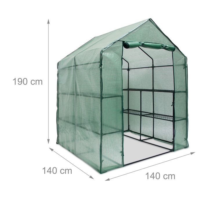 Serre de jardin - relaxdays - 10018889 - protection pluie, vent, froid - 8 étagères - facile à monter