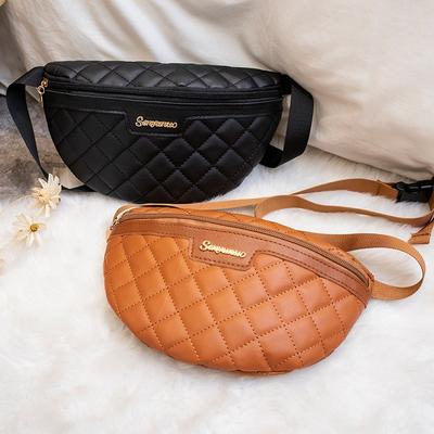 Women's Satchel Fanny Pack Fashion Versatile Diamond Embroidered Breast Bag Large Capacity Niche Women's Bag