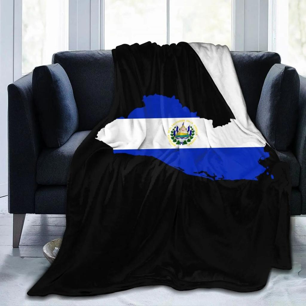 El Salvador Flag Blanket,Blue Sherpa Throw Blanket,Premium Office Sofa Flannel Blankets,Noon Break Blankets Durable Lap Blanket