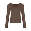 HNXC Women's Fashion Casual Autumn Winter Solid Color Print Long Sleeve V-Neck Blouses & Shirts