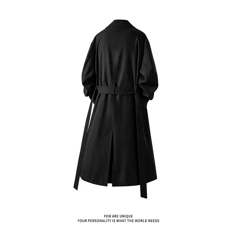 Korean Men Trench Coat Men Long Trench Coat Male Streetwear Windbreaker Trenchcoat Men Business Casual Loose Overcoat