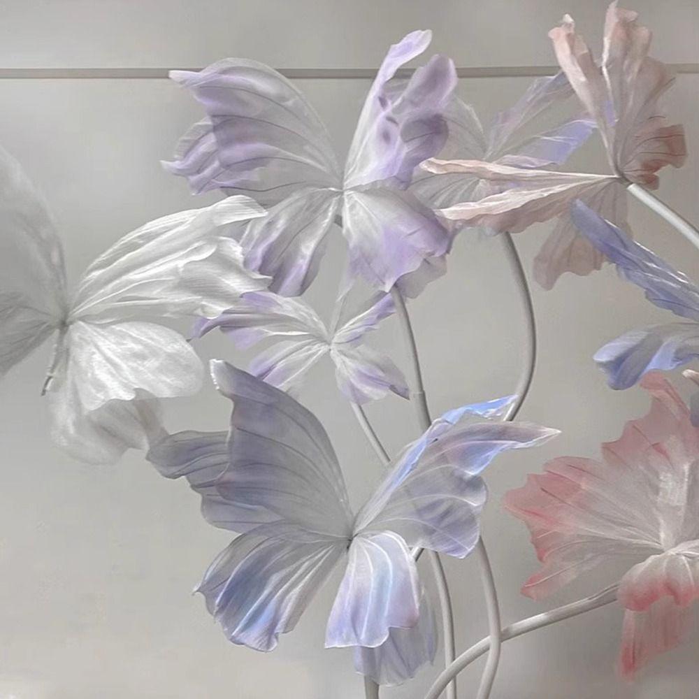 NEW 3D Simulated Flowers 40CM Colorful Veil Butterfly Large-scale Giant Layout Background Decoration Road