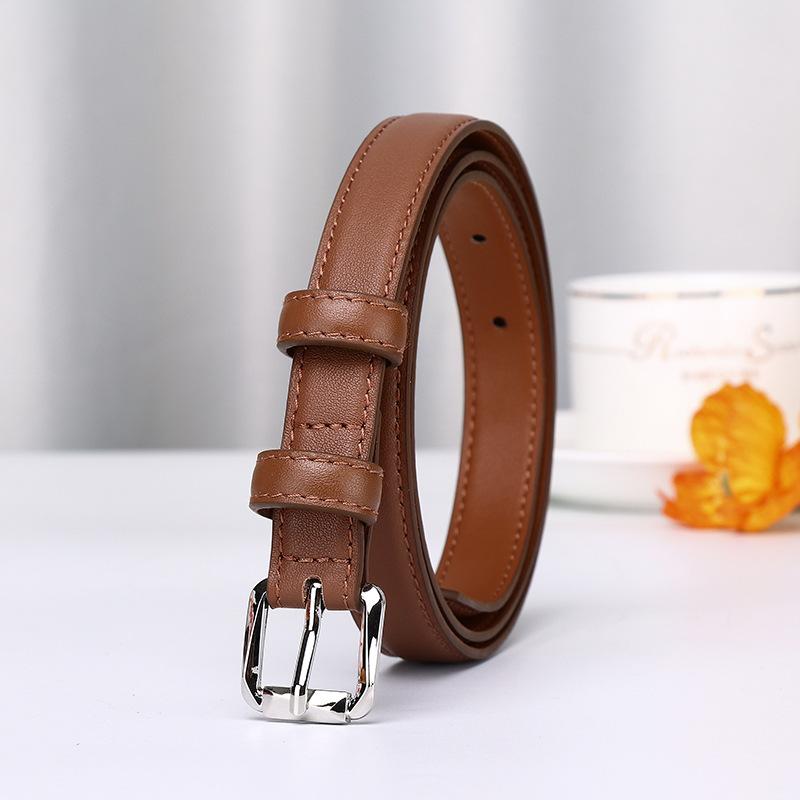 1.8Cm Small Fresh Leather Belt For Women, Korean Version Of Trendy Versatile Pure Cowhide Belt, College Style Thin Belt For Women