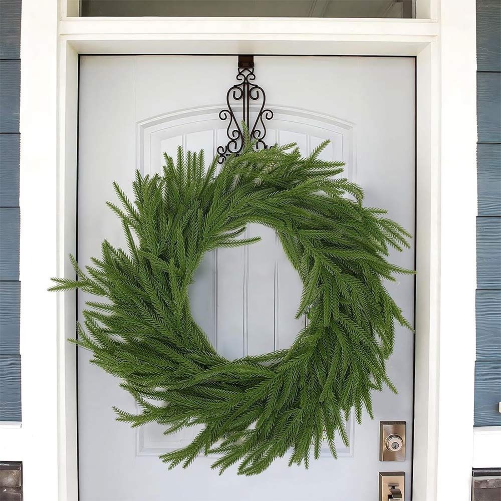 Green Christmas Pine Wreath Fireplace Decoration Cedar Greenery Rattan  Festival Ornament