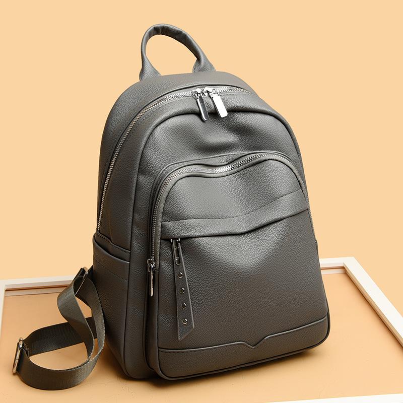 European and American Fashion Women's Bag New Trend PU Leather Women's Backpack Zipper Backpack Autumn and Winter Women's Bag