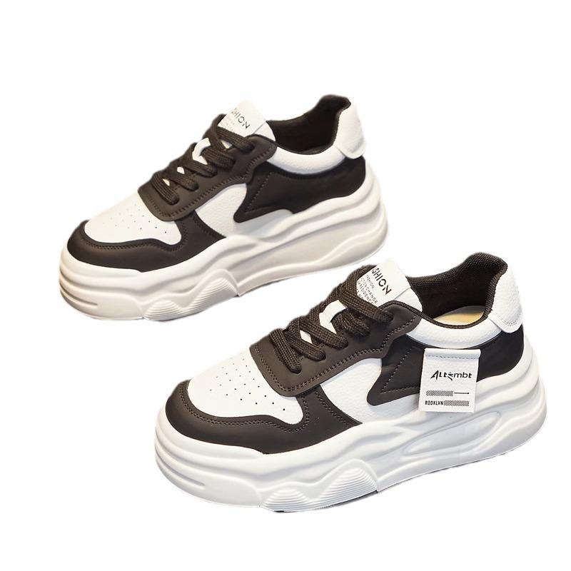 Inner Heightening Women's Shoes Leather Little White Shoes Spring and Summer New Versatile Muffin Thick Baseplate Shoes Casual Sports Shoes