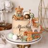 Bear Cake Decoration  Natural Baby Shower Cake Topper Bears Train Cake Decoration Baby Shower Birthday Cake Decoration