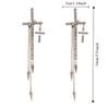 Inlaid Rhinestones Long Tassels Dangle Earrings Fashion Ear Stud Personality Cross Earrings  Women