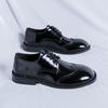 Fashion Fashion Men Casual Leather Derby Shoes Italian Thick Sole Big Toe Trendy Patent Leather Shoes Lace-up Thick Bottom Oxford Shoes