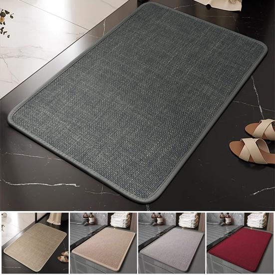 Linen Floor Mat 23.6"x15.8" Non Slip Kitchen Rug Absorbent Quick-Dry Bathroom Mat for Home Office Entrance Entryway Bedroom