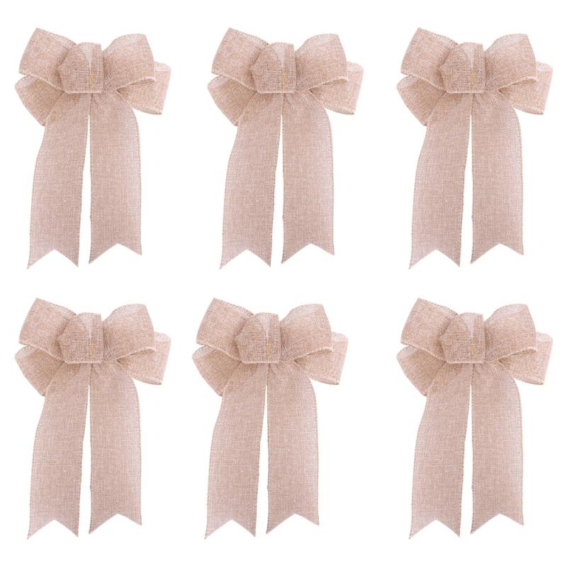 6 Pieces Christmas Bows Holiday Christmas Wreaths Bows Xmas Tree Decoration Bowties DIY Gift Wrapping for Home Party Decor