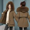 Fleece Pie Overcome Women's New Short Fashion Loose Tooling Hooded Cotton-padded Coat Winter Waist Thick Large Size Coat