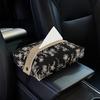 New Hand-painted Flower Car Tissue Box,Luxury Living Room Creative Dining Table Paper Box, Leather Napkin Paper Box Tissue Boxes