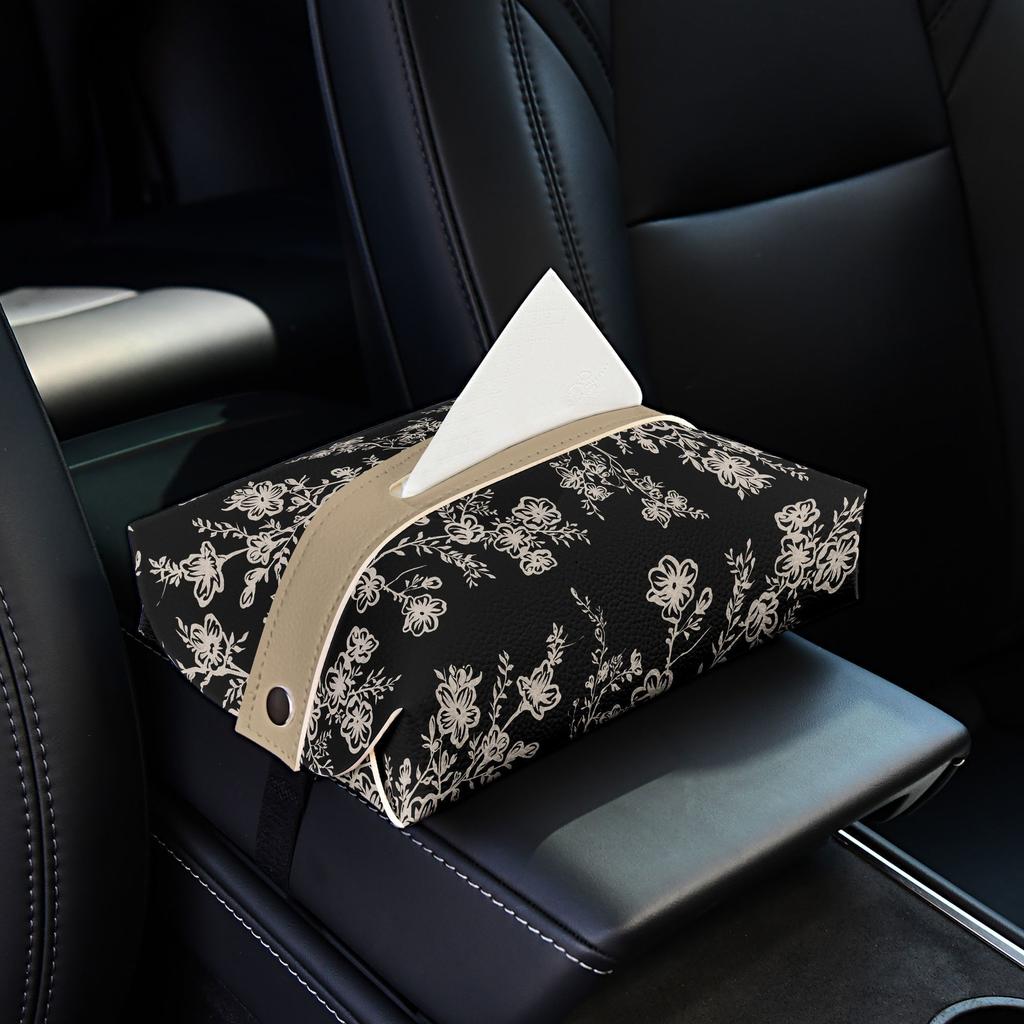 New Hand-painted Flower Car Tissue Box,Luxury Living Room Creative Dining Table Paper Box, Leather Napkin Paper Box Tissue Boxes