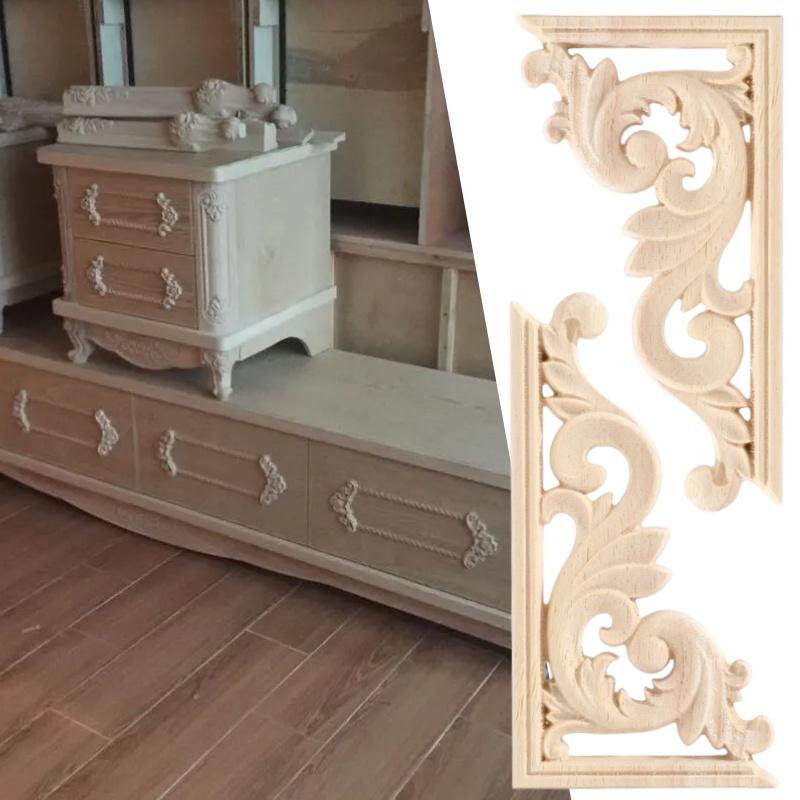 Ecke Holz geschnitzt Einlage Applikation Rahmen Möbel Handwerk Dekorativ Unbemalt