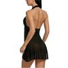 Alluring Women Sexy Lingerie Dress Baby Doll Halter Lace Patchwork Sleepwear Nightwear