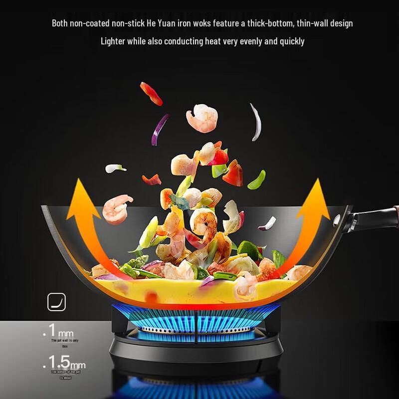 Sanhe 32cm Uncoated Fine Iron Flat Bottom Wok