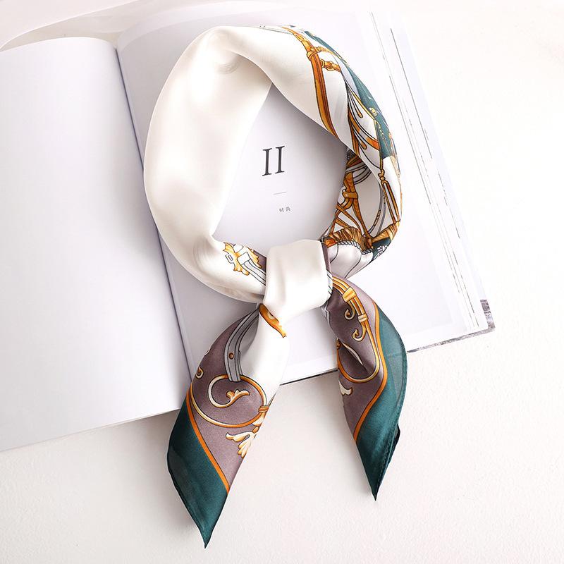 New Luxury Design 70*70Cm Horse Print Silk Square Scarf Women Soft Satin Hairband Neckerchief Office Hijab Headband Foulard Gift