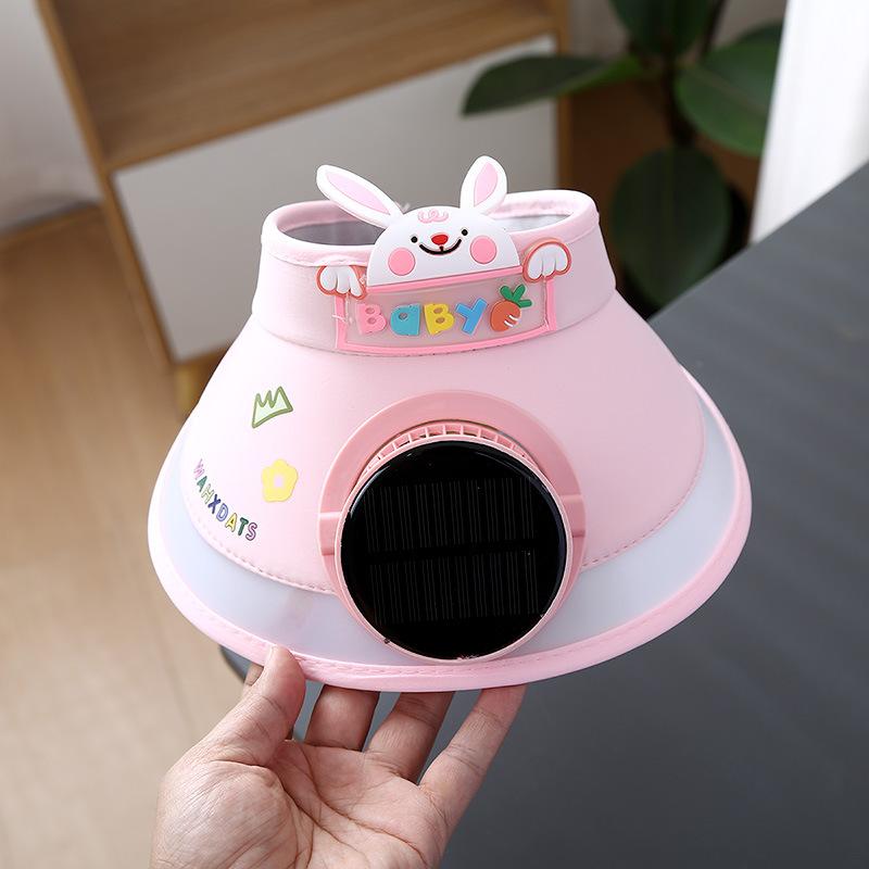 1PC children with fan empty top sunscreen hat summer new baby children boys girls sun hat sun hat розовый
