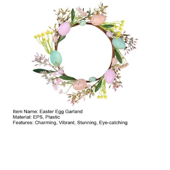 Ostergirlande Künstliche Eiergirlande mit Lammohren Blättern für Frühling Kaminsims Kamin Fenster Wand Innen Außen Dekor