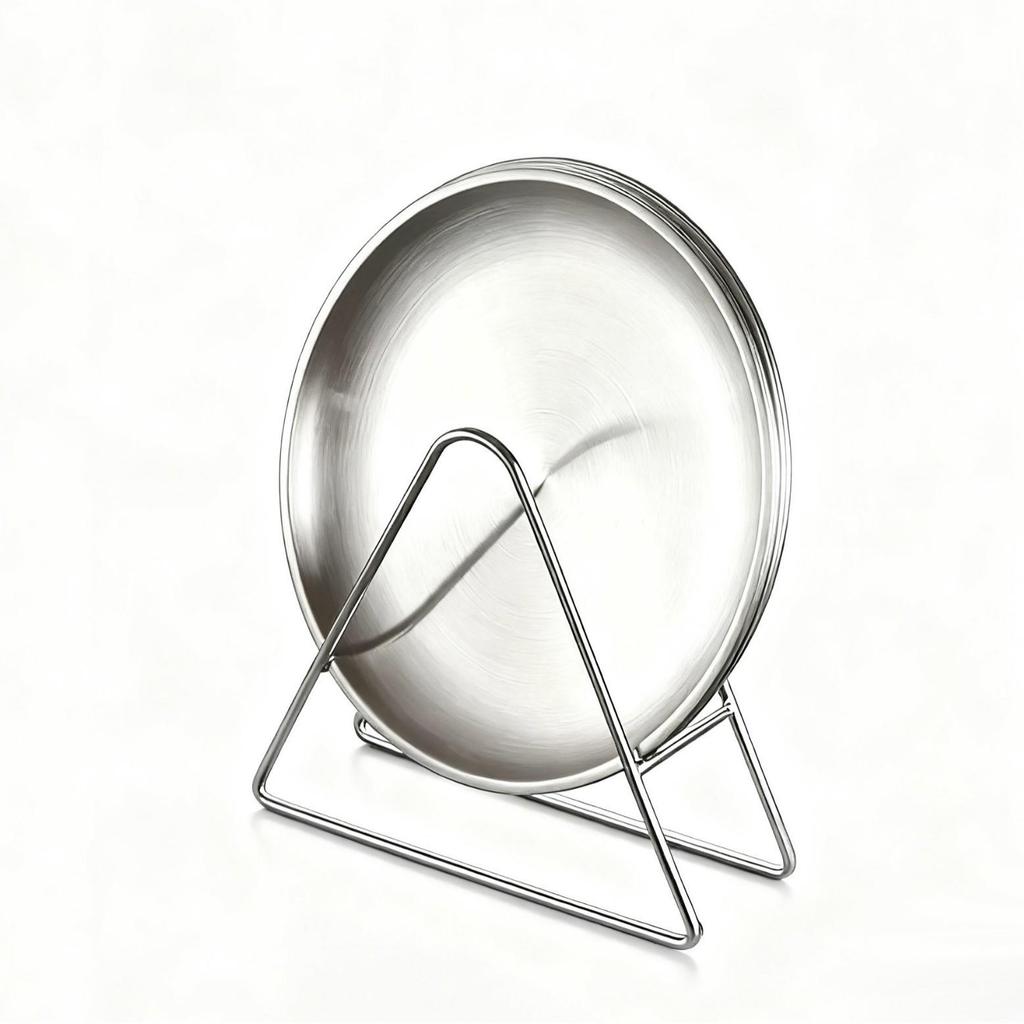 Stainless Steel Shallow Dish with Storage Rack - Elegant Round Fruit and Snack Dish for Home