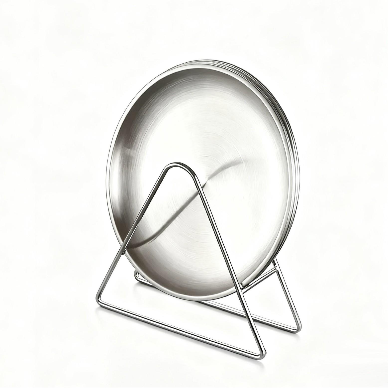 

Stainless Steel Shallow Dish with Storage Rack - Elegant Round Fruit and Snack Dish for Home 14cm Dish серебряный