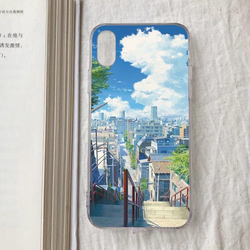 Japan Anime Landscape Phone Case For iPhone 15 13 14 Pro Max XS XR 12 11 Pro 13 Mini 6 7 8 Plus Clear Back Cover Capa